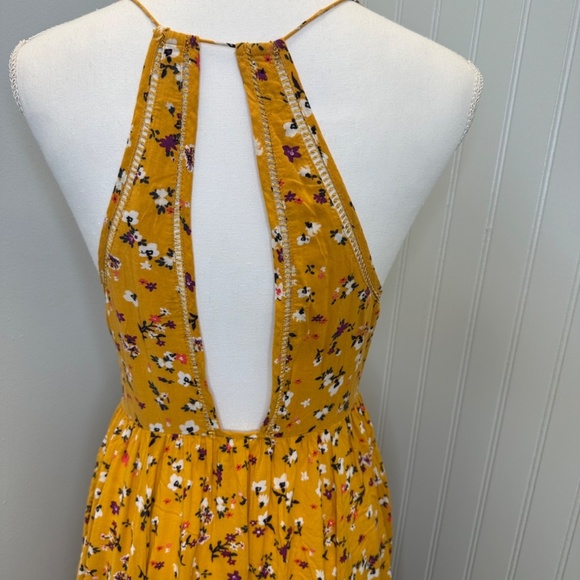 Cooperative Cindy Mustard Yellow Floral Midi Dress with Open Back size:4 - Picture 6 of 11